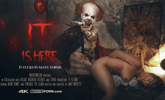 Злой клоун Пеннивайз жестко ебет похищенную девушку в своем логове