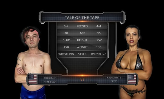 Надя Уайт VS Фак Бак: слабак снова получает страпон в тощую задницу