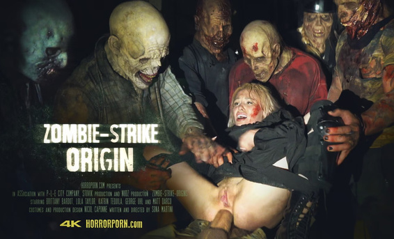 Блондинка из спецназа SWAT занялась групповым анальным сексом с зомби