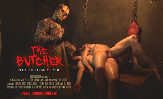 Ненормальный маньяк в маске насаживает на елдак мясистые киски девок