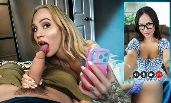 Возбужденные мачеха Сара Джесси и тетя Изи Блу поделили член парня