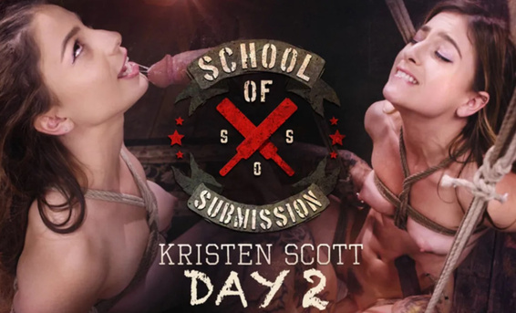 Лысый ебарь трахает связанную мастером бондажа красотку Кристен Скотт