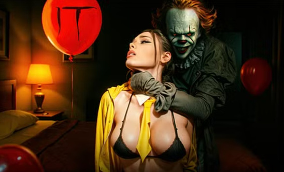 Пеннивайз жестко трахает в отеле сисястую шлюшку в порно пародии